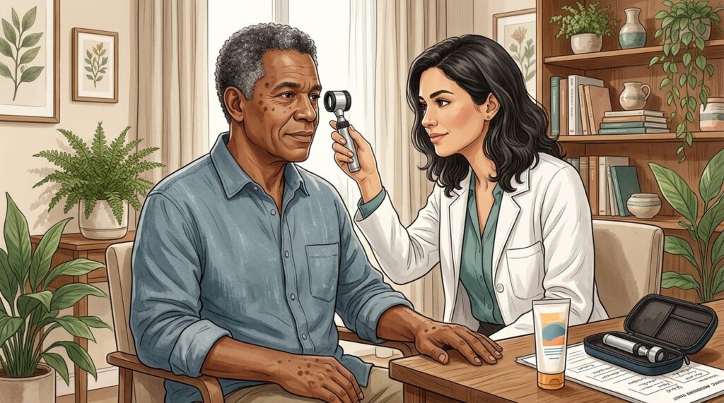 Mudanças em manchas antigas ou novas podem justificar uma avaliação com dermatologista.