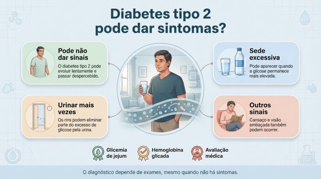 O diabetes tipo 2 pode permanecer silencioso, e exames são fundamentais para identificar alterações na glicose.