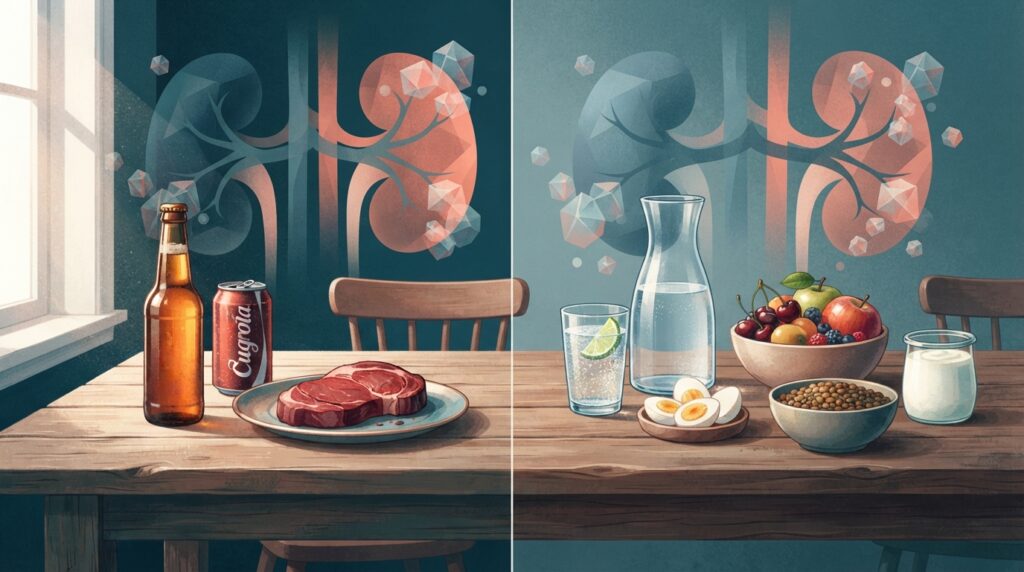 Carne vermelha não é o único fator alimentar: bebidas açucaradas e álcool também podem favorecer o aumento do ácido úrico.