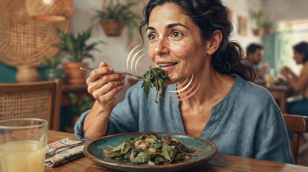 Folhas, talos tenros e flores do jambu aparecem em pratos tradicionais da culinária paraense.