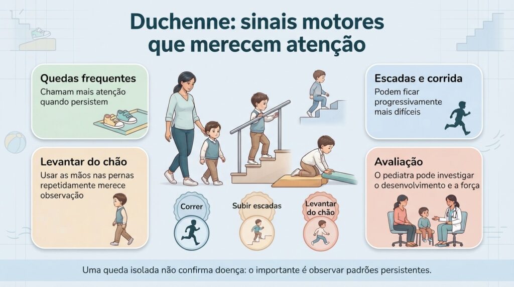 O alerta está na combinação de dificuldades motoras que persistem ou se tornam mais evidentes ao longo do tempo.