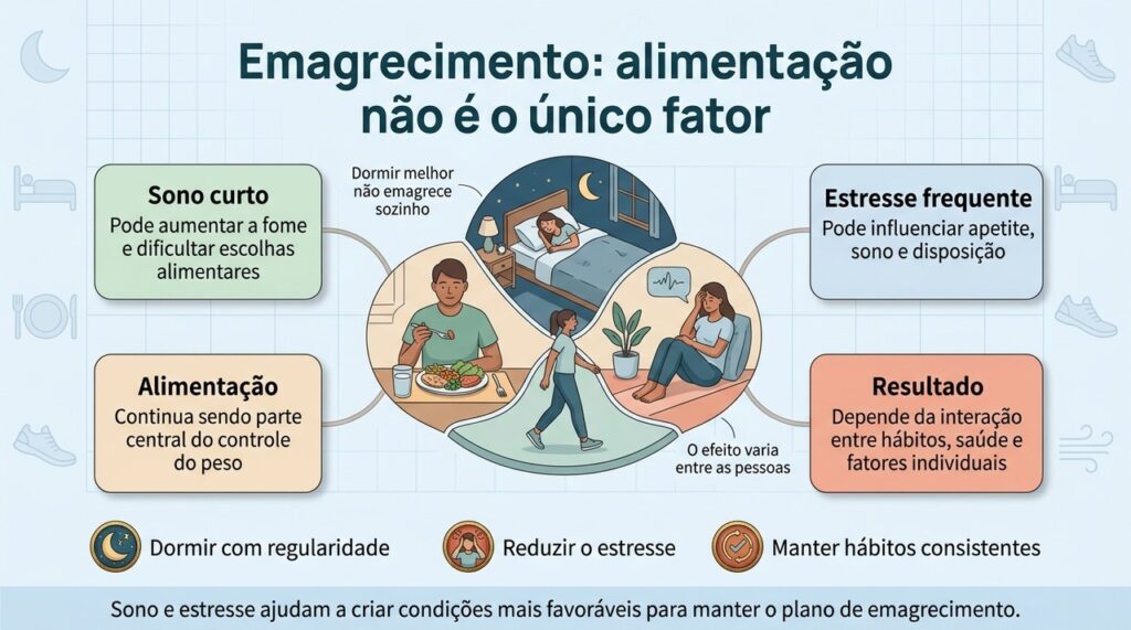 Sono adequado e manejo do estresse podem facilitar a manutenção de hábitos importantes para o controle do peso.