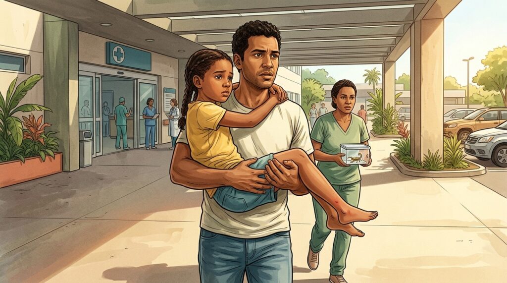 Crianças picadas por escorpião precisam de avaliação médica sem demora.
