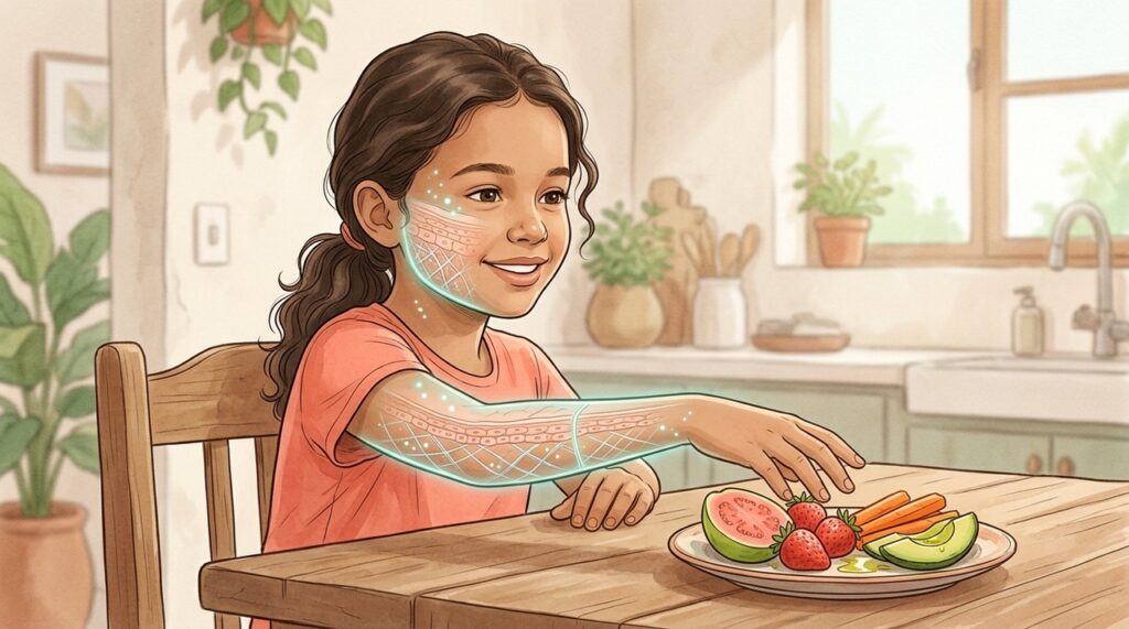 Frutas, verduras e gorduras saudáveis ajudam a incluir vitaminas importantes na alimentação das crianças.