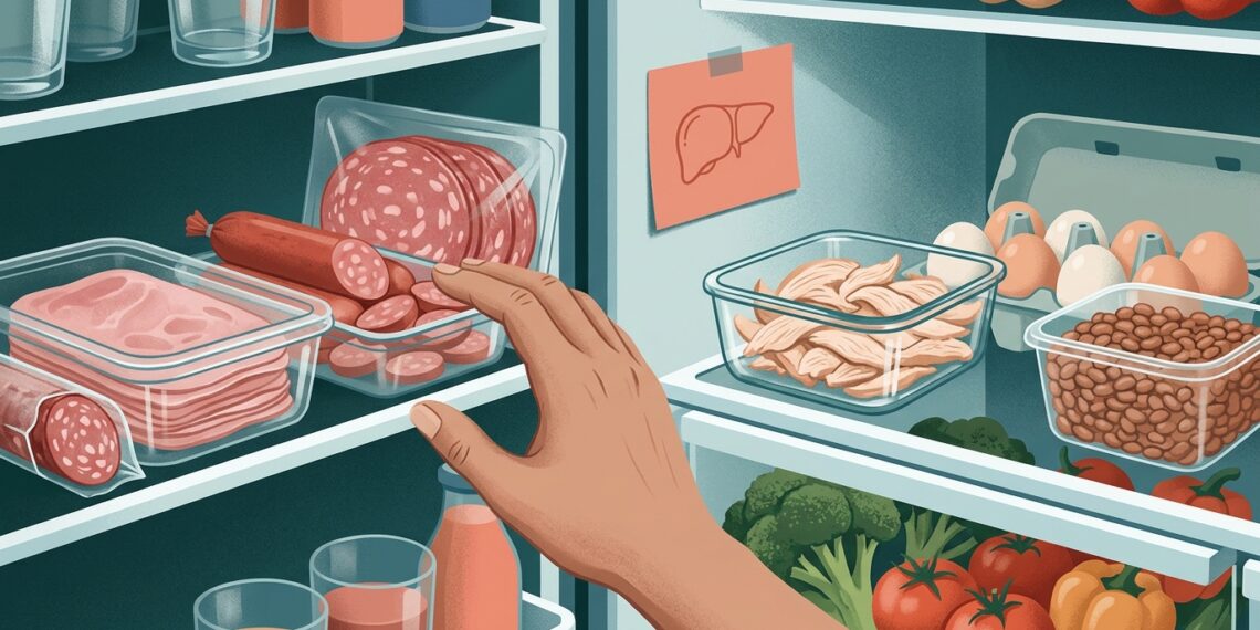 Quais são os impactos do consumo de presunto, calabresa e outras carnes processadas em pessoas com fígado gorduroso