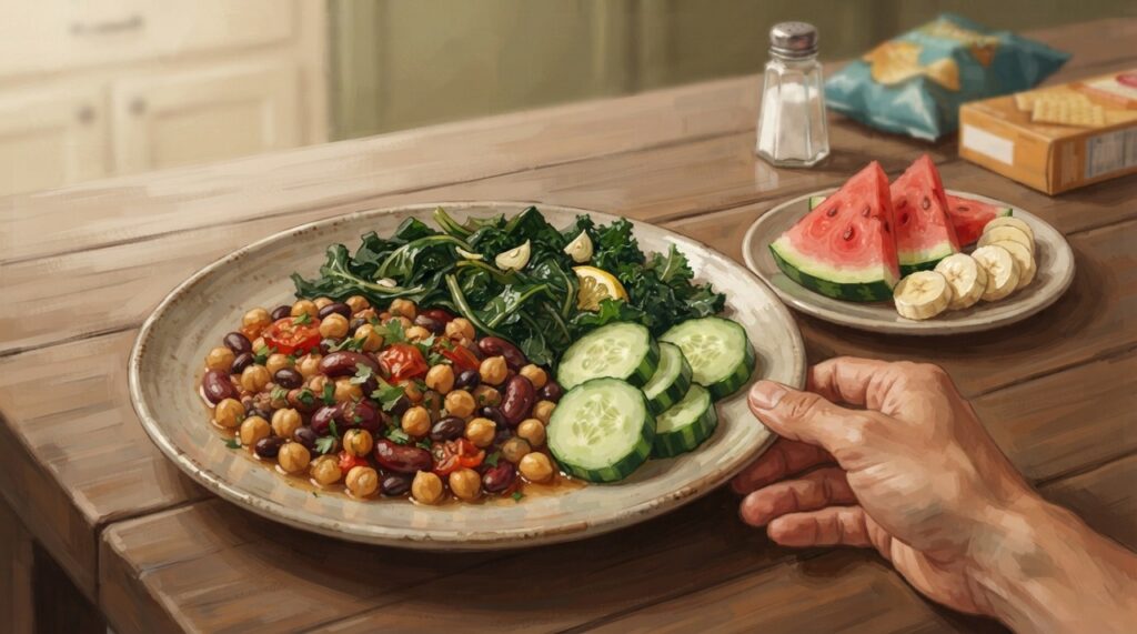 Reduzir alimentos muito salgados pode fazer mais diferença do que procurar um único alimento com efeito diurético.