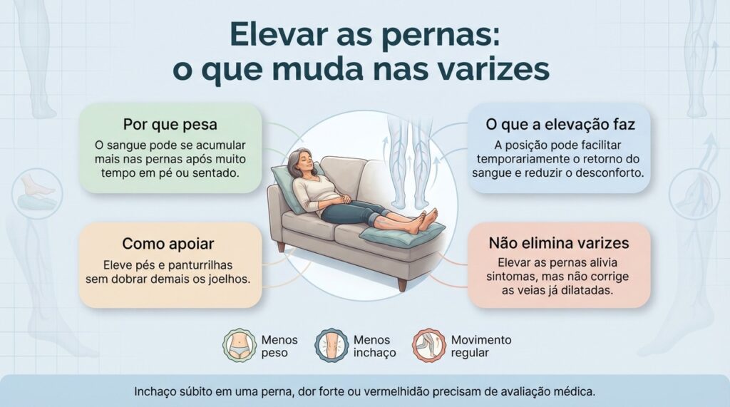 Elevar as pernas no fim do dia: o que faz e por que angiologistas orientam quem tem varizes
