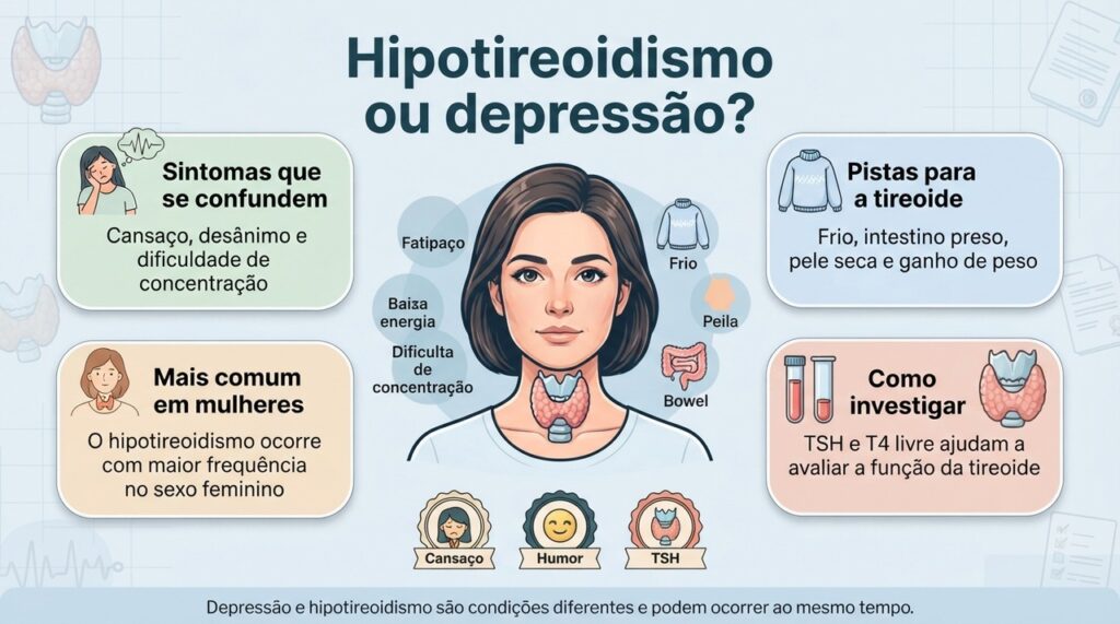 A sobreposição de sintomas pode dificultar a diferenciação sem exames e avaliação profissional.