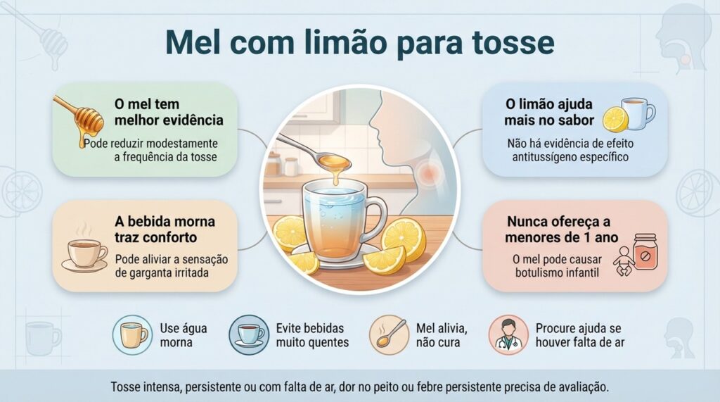 O mel pode ajudar no alívio da tosse, mas não trata todas as suas causas e nunca deve ser oferecido a bebês menores de 1 ano.