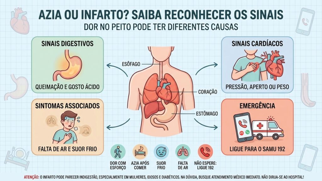 Reconheça sinais digestivos e cardíacos, mas não descarte infarto pelos sintomas: diante da dúvida, ligue para o SAMU 192