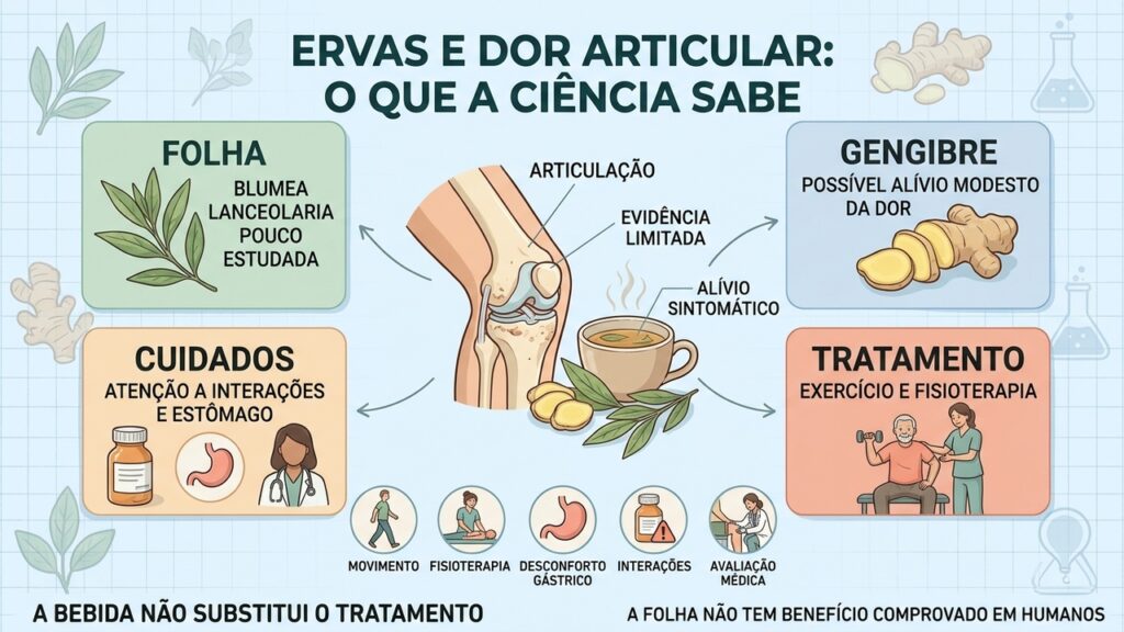 Evidências limitadas sobre as ervas reforçam a importância de fisioterapia, exercícios e avaliação médica.