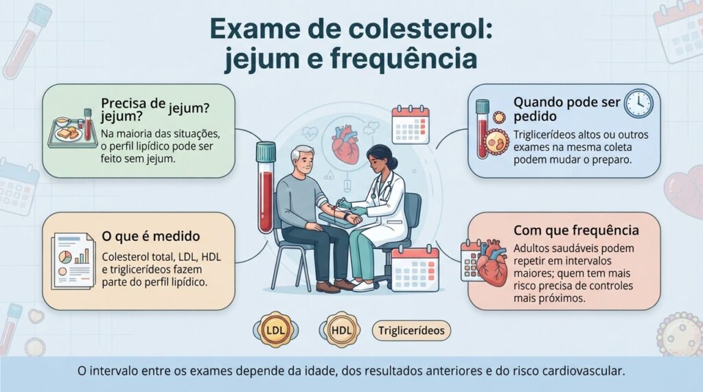 O lipidograma mede colesterol e triglicerídeos e ajuda a acompanhar o risco cardiovascular ao longo do tempo.