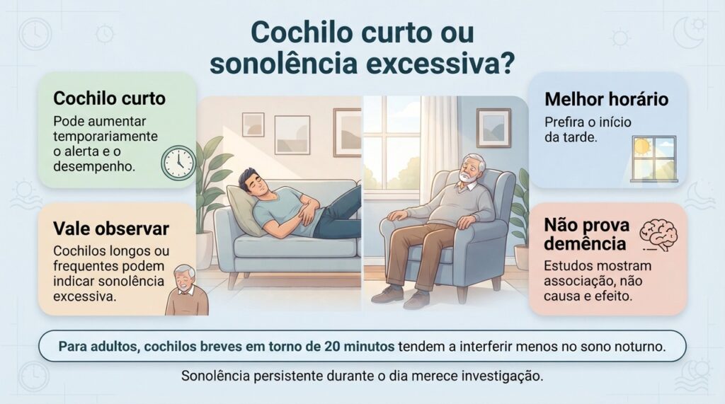 Cochilos curtos podem ser úteis, enquanto a necessidade frequente de dormir durante o dia pode merecer avaliação.