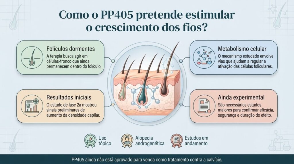 O PP405 mostrou resultados preliminares promissores, mas ainda precisa passar por estudos clínicos maiores antes de uma possível aprovação.