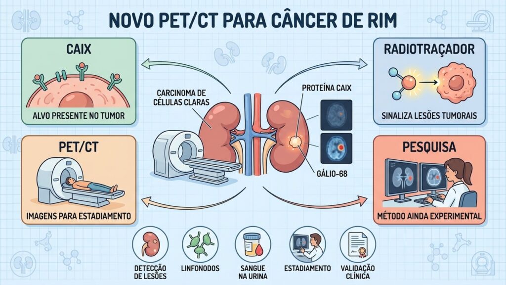 Entenda como o radiotraçador direcionado à CAIX pode ajudar no estadiamento do câncer renal.