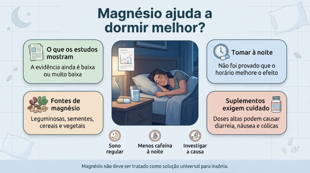 As pesquisas ainda não confirmam o magnésio como tratamento rotineiro para insônia.