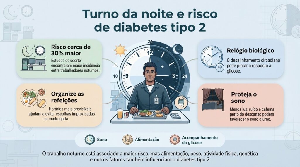 Rotina de sono, horários das refeições e outros fatores metabólicos merecem atenção entre quem trabalha durante a noite.