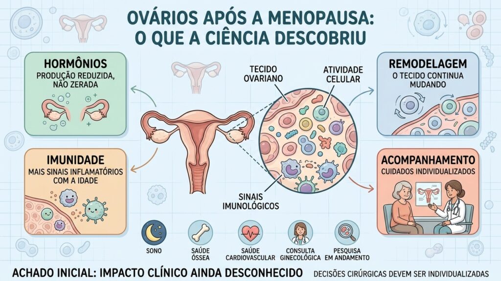 Hormônios, remodelação do tecido, sinais imunológicos e acompanhamento individual ajudam a compreender a saúde após a menopausa.