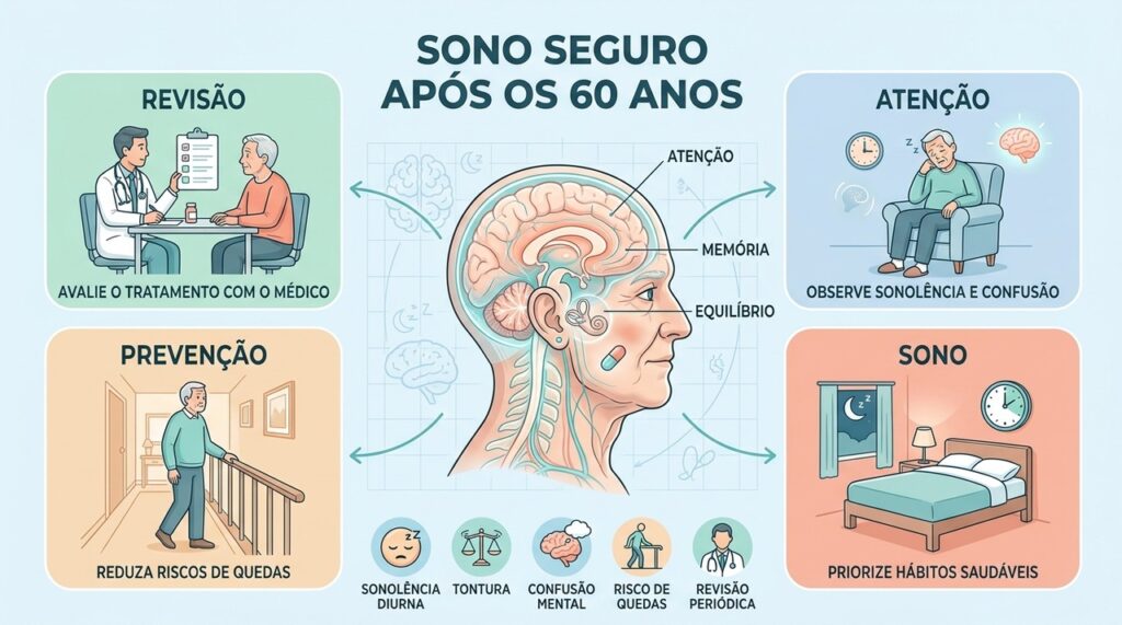 Sonolência, confusão e quedas reforçam a importância de revisar periodicamente os medicamentos para dormir na terceira idade.