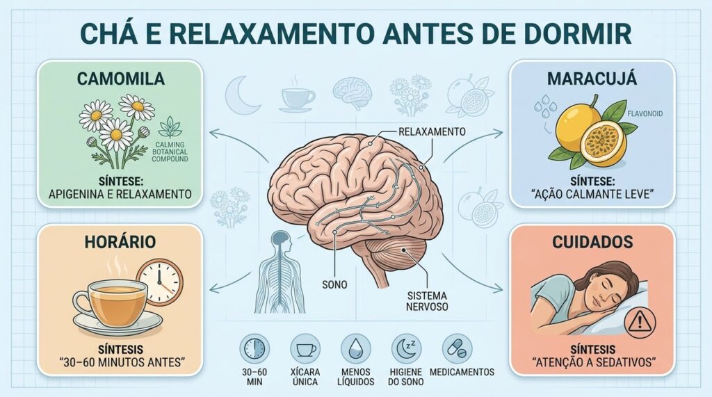 Camomila, maracujá, horário adequado e higiene do sono formam um ritual equilibrado.