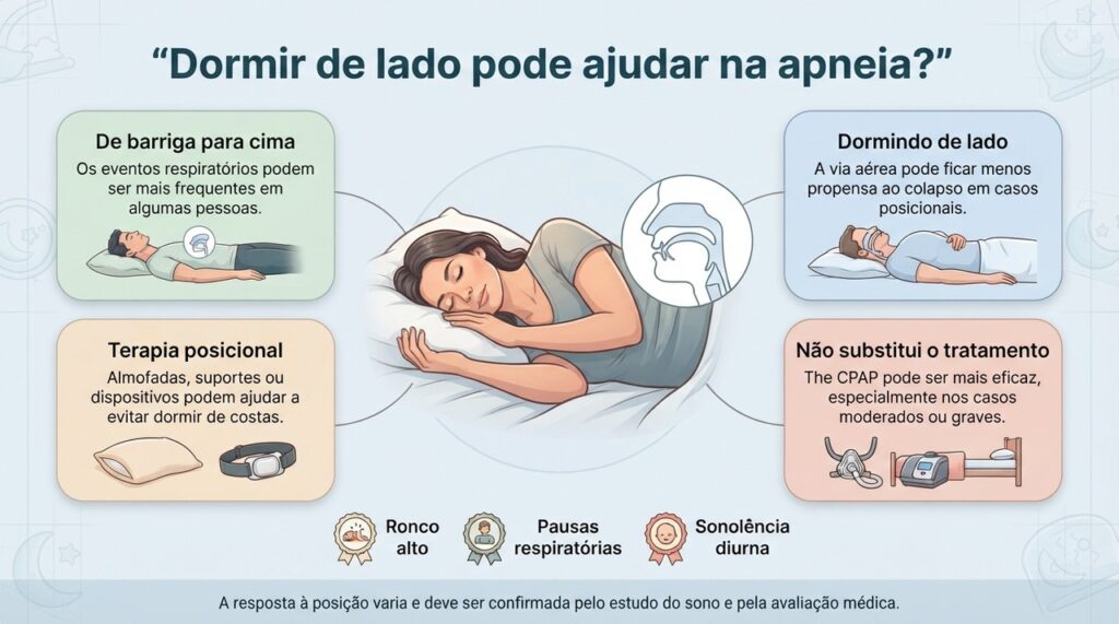 A terapia posicional pode ajudar em casos selecionados, mas sua utilidade depende do padrão identificado no estudo do sono.