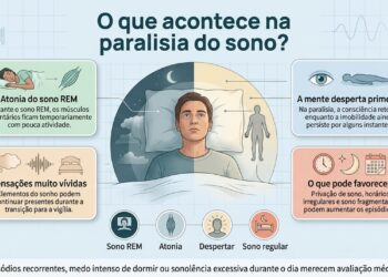 A paralisia do sono costuma ser breve e benigna, mas episódios frequentes ou associados a outros sintomas devem ser investigados.