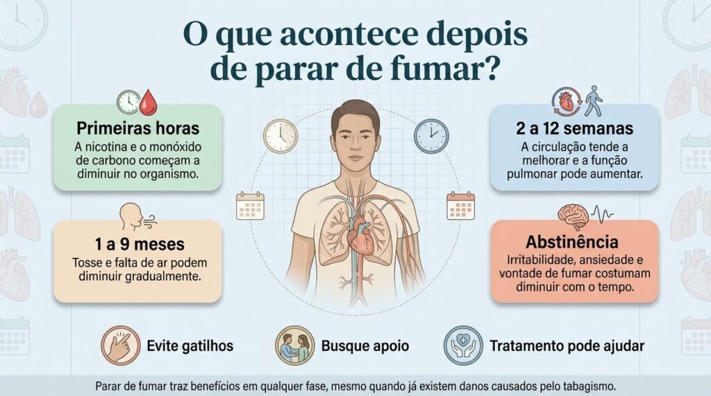 Os benefícios de parar de fumar começam cedo e continuam se acumulando ao longo das semanas, meses e anos.