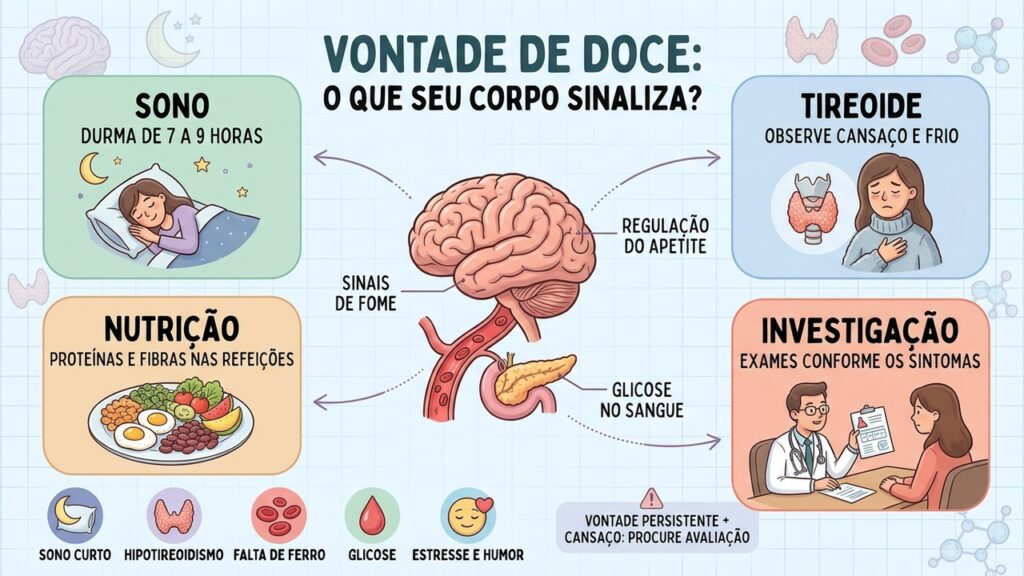 Sono, alimentação equilibrada e investigação clínica ajudam a compreender a vontade persistente de açúcar.