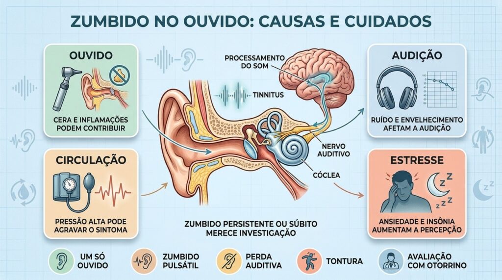 Audição, circulação e estresse estão entre os fatores associados ao zumbido.