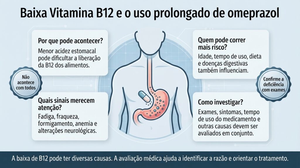 A deficiência de vitamina B12 pode ter várias causas, e o uso prolongado de alguns medicamentos é apenas uma delas.