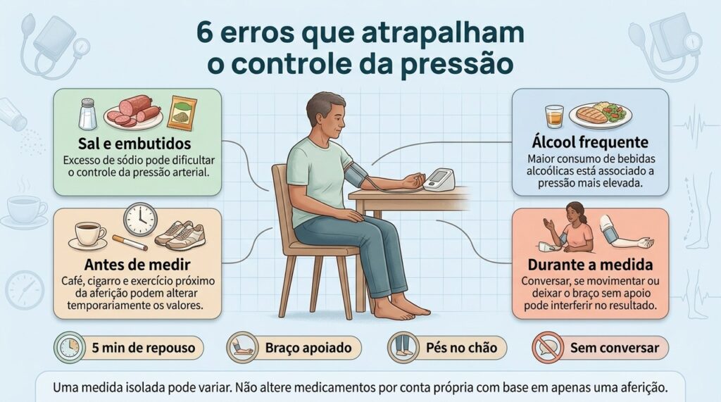 Alimentação e técnica de aferição influenciam o acompanhamento da pressão e precisam ser cuidadas em conjunto.