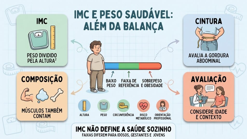 Peso saudável para 1,60 m, 1,70 m e 1,80 m segundo o IMC