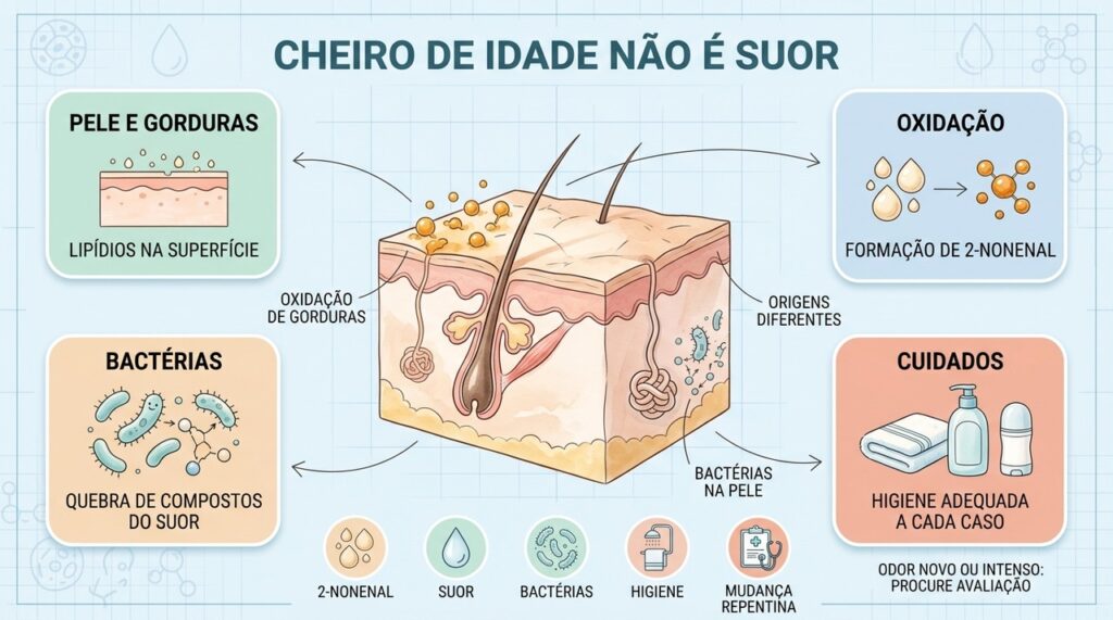 Entenda as diferenças entre 2-nonenal, bactérias, suor e cuidados adequados para cada tipo de odor.