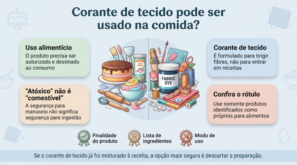 Corante de tecido na comida: por que não é seguro usar em receitas