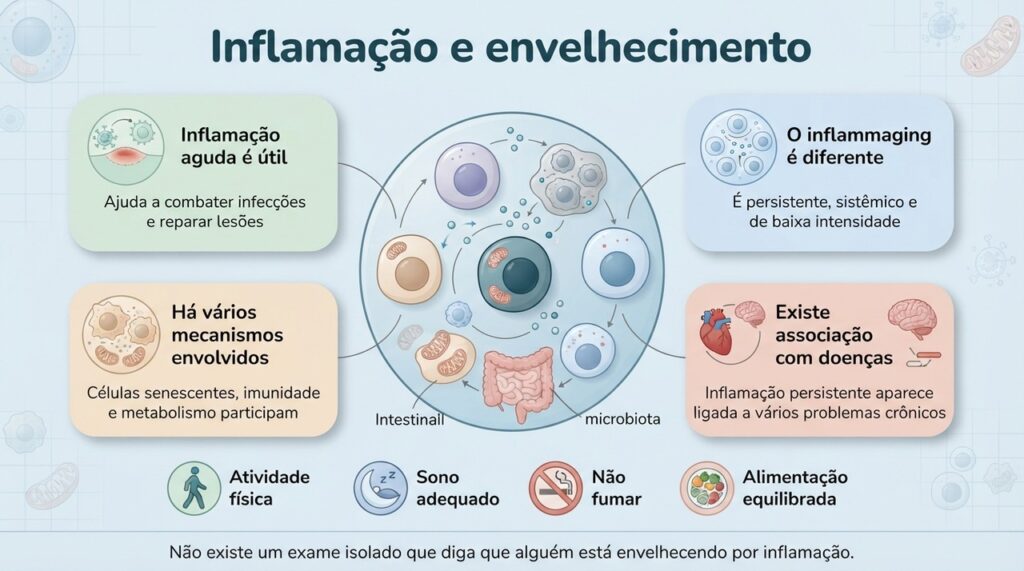 O envelhecimento pode vir acompanhado de uma inflamação crônica de baixa intensidade. Entenda o que é inflammaging e como ele se relaciona à saúde.
