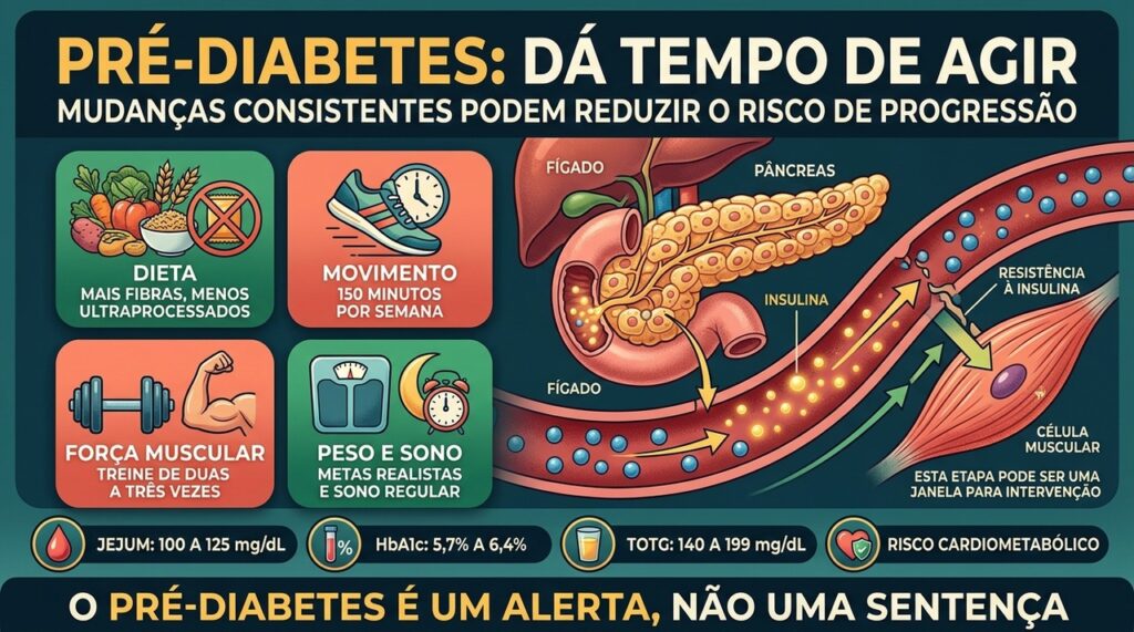 Fibras, movimento, força muscular e sono ajudam a reduzir o risco metabólico.