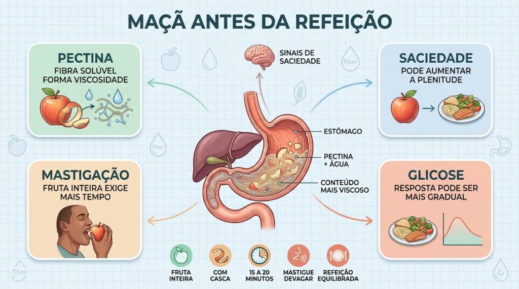Pectina, água e mastigação ajudam a explicar a saciedade após comer maçã.