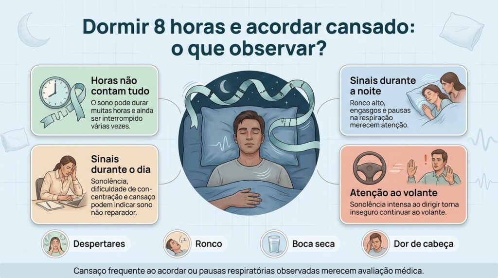 Sono fragmentado pode reduzir a sensação de descanso mesmo quando a pessoa permanece oito horas ou mais na cama.