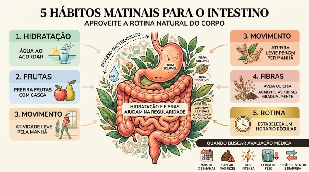 Água, frutas, movimento, fibras e rotina ajudam a melhorar a constipação.
