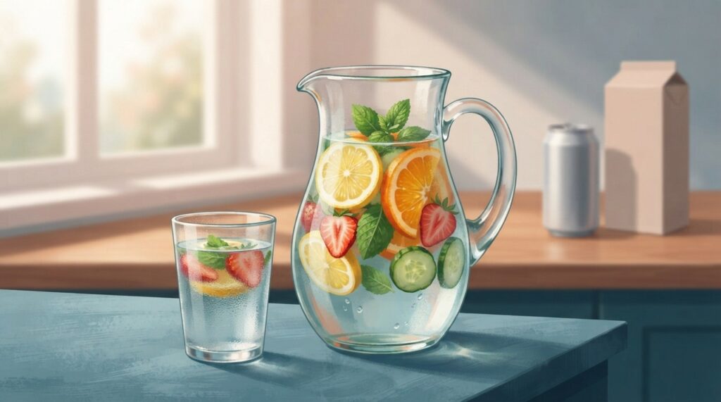 Água com gás e chá sem açúcar também ajudam a variar as bebidas sem somar açúcar adicionado.