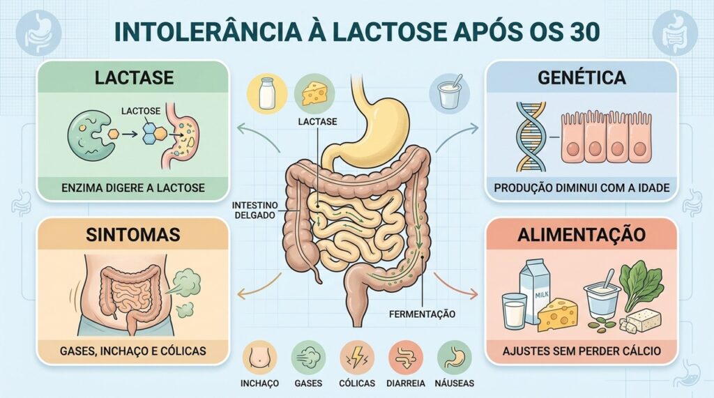 Genética, queda da lactase e alimentação explicam a intolerância à lactose adulta.