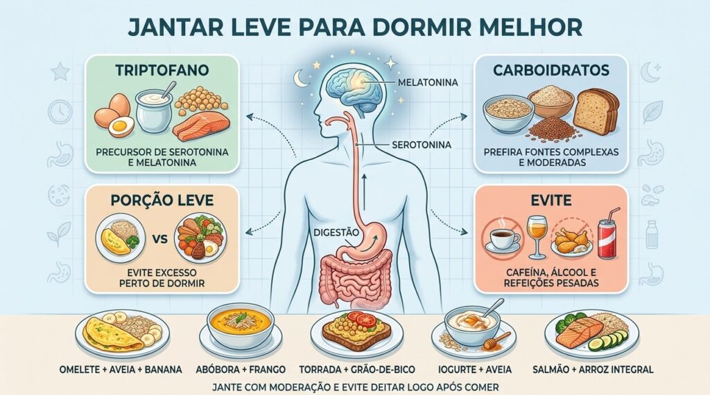 Triptofano, carboidratos complexos e porções moderadas ajudam a preparar o corpo para dormir.