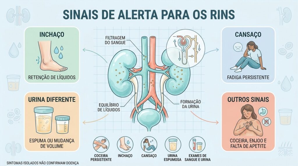 Conheça os principais sinais de alerta renal e entenda por que exames de sangue e urina importam.
