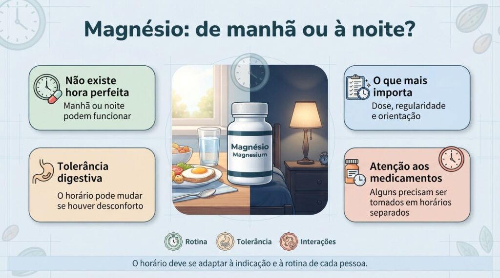 Mais importante do que escolher manhã ou noite é manter a dose correta e respeitar possíveis interações.