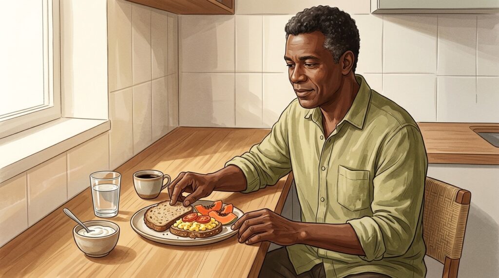 Escolher fibras e proteínas ajuda a montar um café da manhã mais equilibrado.