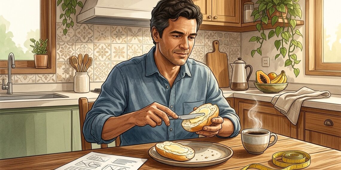 Pão branco com manteiga no café da manhã pode favorecer o acúmulo de gordura no fígado
