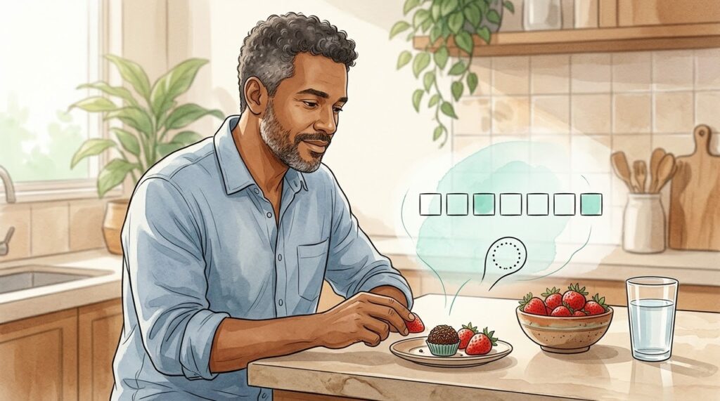 A relação saudável com doces considera o tamanho da porção e a frequência de consumo.