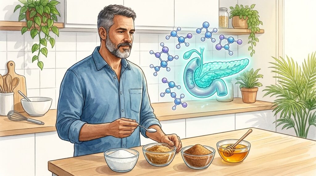 Trocar o açúcar da receita muda pouco quando a quantidade total permanece elevada.