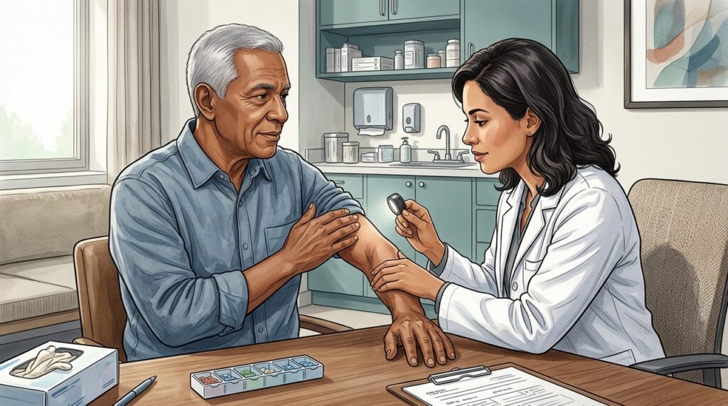 Prurido persistente pode exigir investigação de medicamentos e outras condições de saúde.