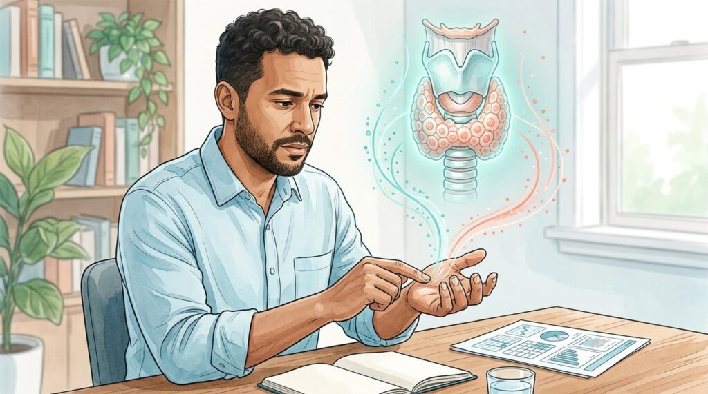 Unhas frágeis, estriadas e de crescimento lento podem acompanhar alterações da tireoide.
